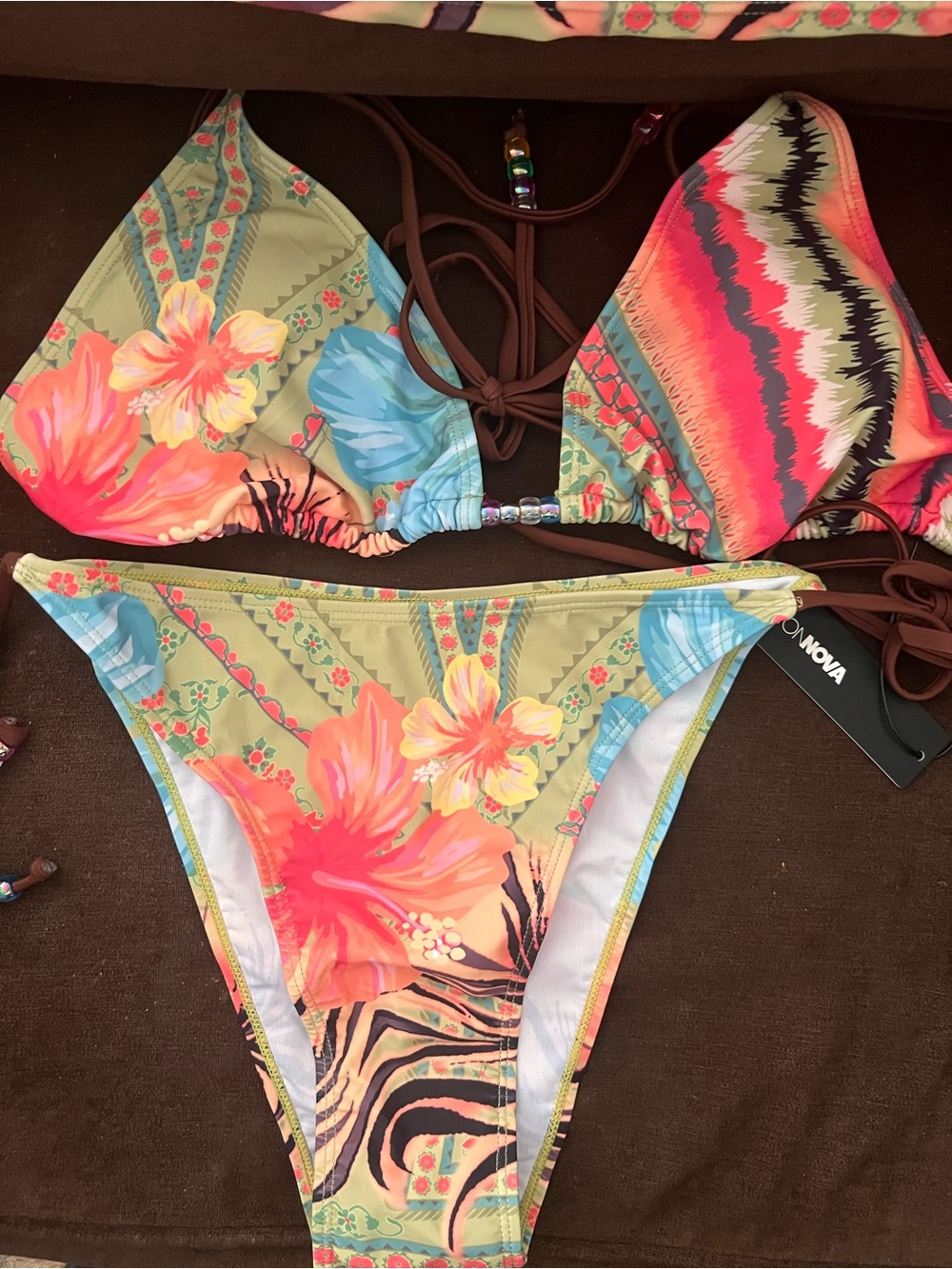 Women’s Tropical Print Bikini with matching coverup skirt.